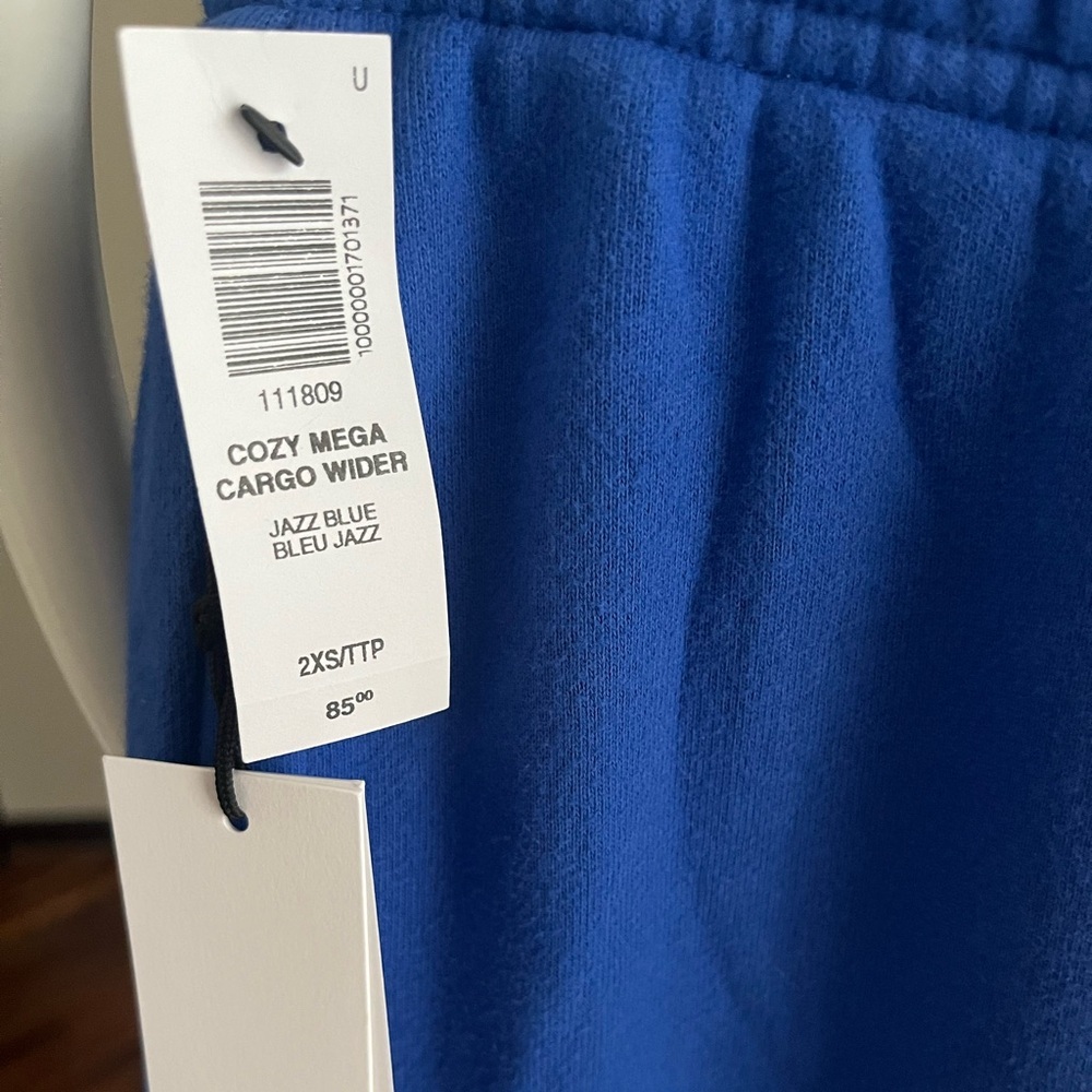 Aritzia TNA Sweatfleece Cozy Fleece Cargo Mega Fit Sweatpants in Jazz Blue, NEW - Picture 4 of 17